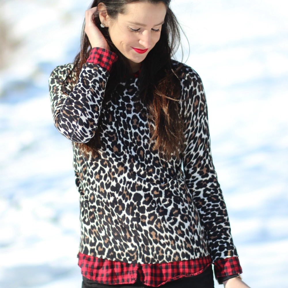 J Crew leopard crew neck